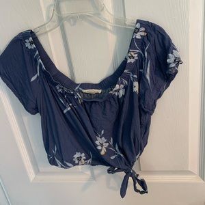 LA Hearts Blue Off-the-shoulder Crop Top